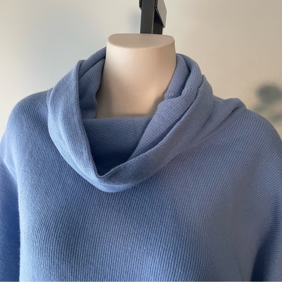 Yest Netherlands Cowl Neck Knit Ribbed Sweater Batwing Powder Blue Size 10 - Picture 4 of 8